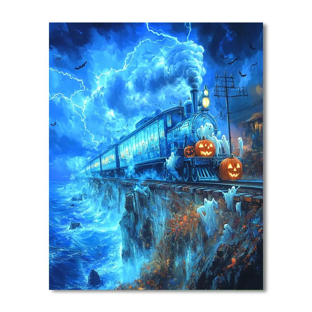 Midnight Train Of Spirits Spooky paint by numbers