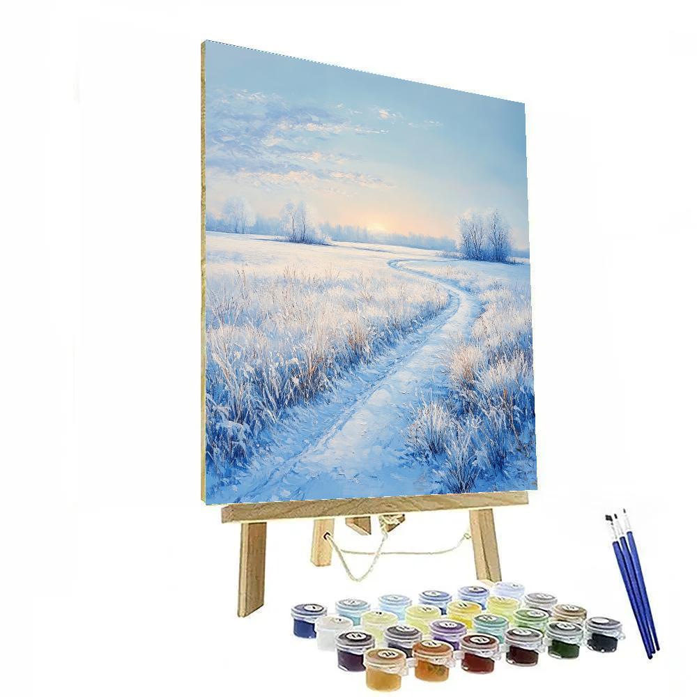 Claude Monet Inspired Winter Morning Frost On Meadow paint by number