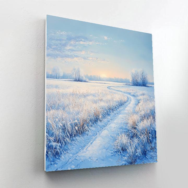 Claude Monet Inspired Winter Morning Frost On Meadow paint by number