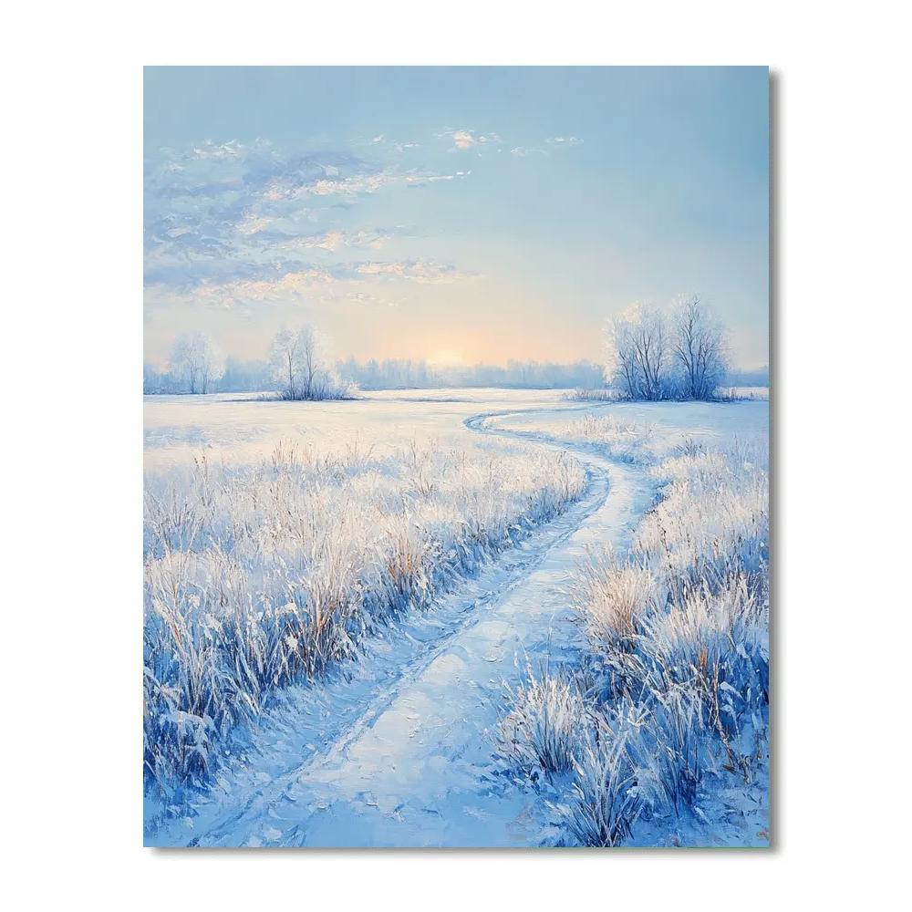 Claude Monet Inspired Winter Morning Frost On Meadow paint by number