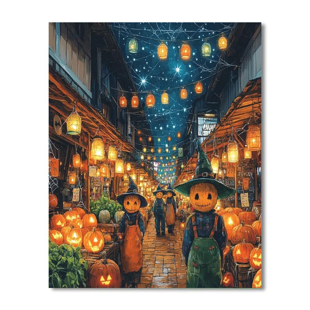 Harvest Market Haunted-Lantern Row DIY paint by numbers