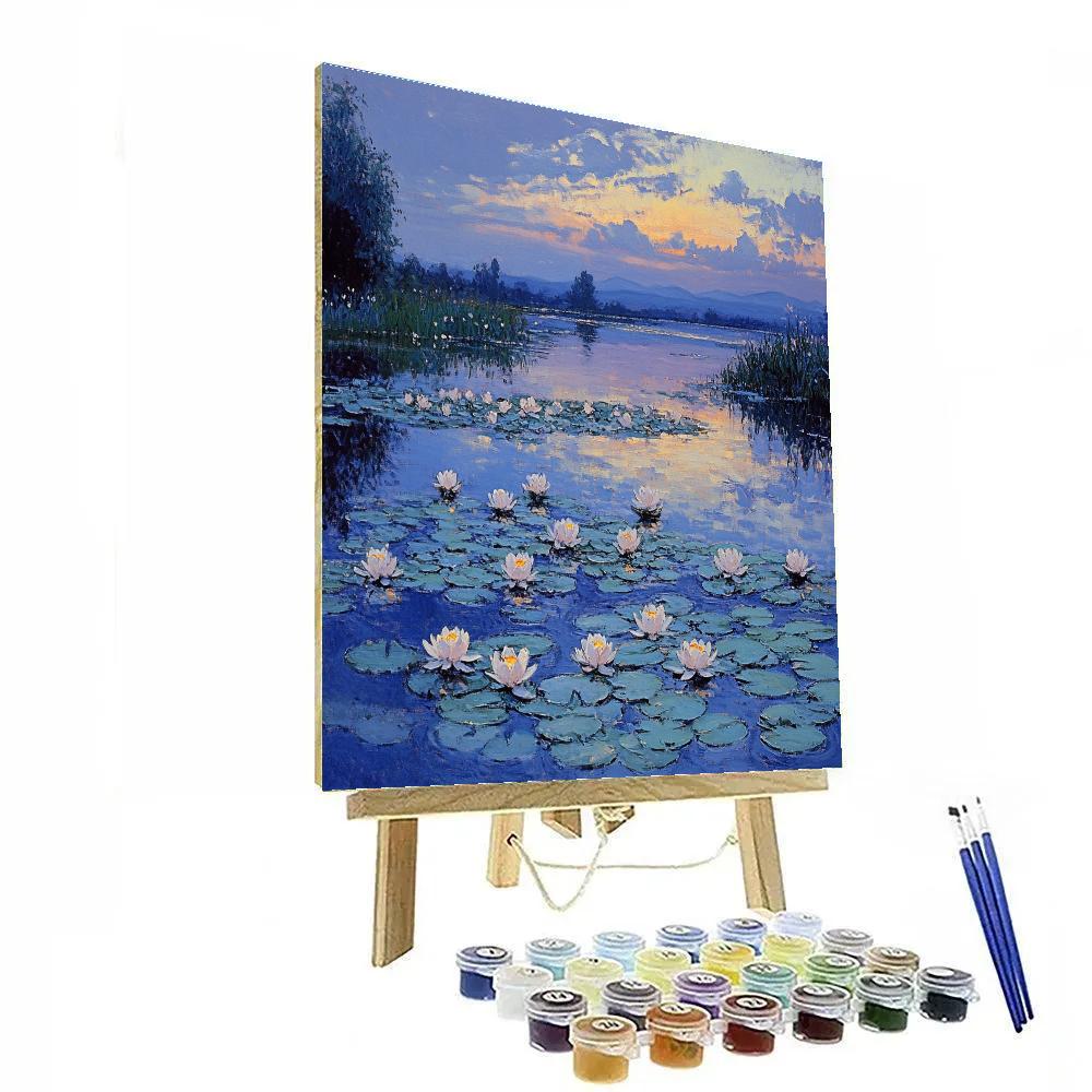 Claude Monet Inspired Lavender Twilight Over Waterlilies Numbered painting kits