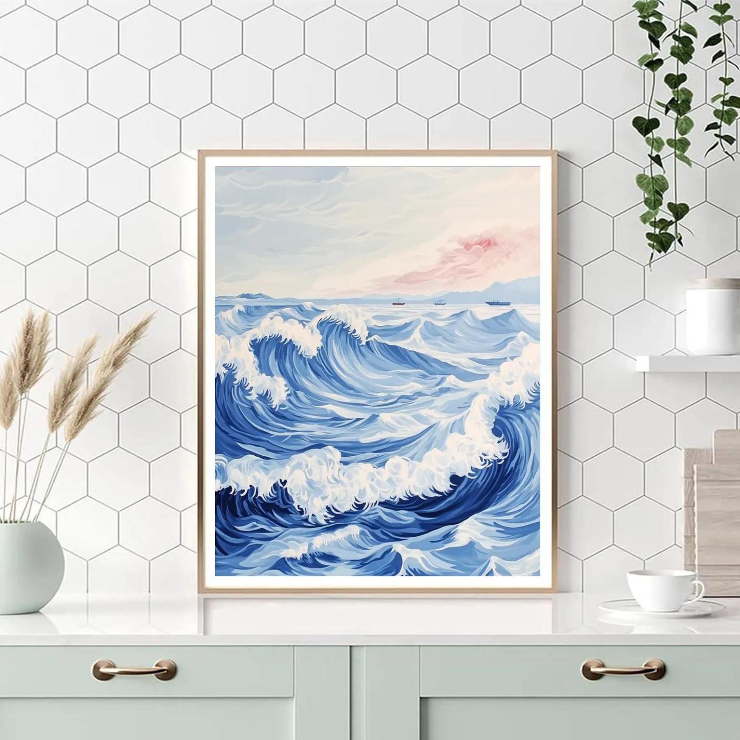Hokusai Inspired Ocean Storm Numbered painting kits