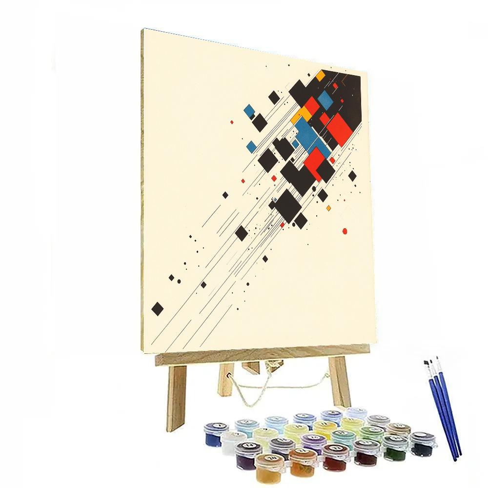 Kazimir Malevich Inspired Orbital Suprematist Grid Number painting