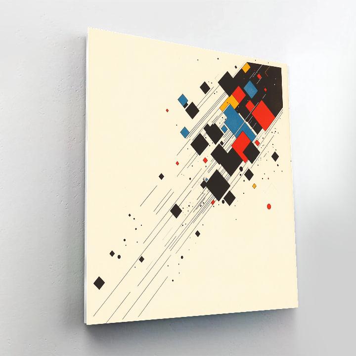 Kazimir Malevich Inspired Orbital Suprematist Grid Number painting