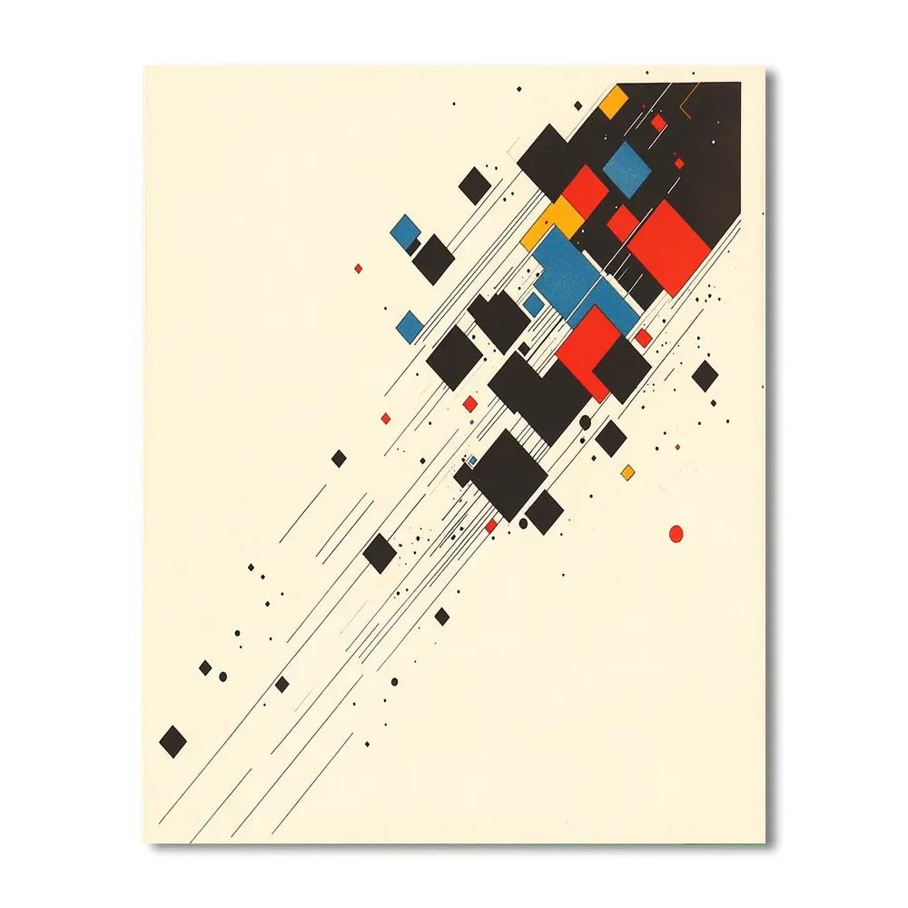 Kazimir Malevich Inspired Orbital Suprematist Grid Number painting