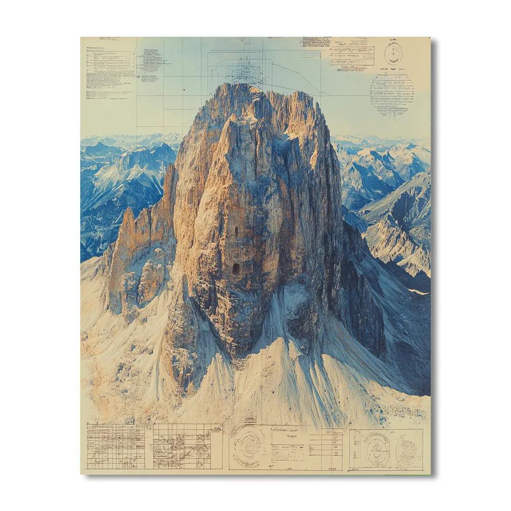 Leonardo Da Vinci Inspired Mountain Anatomy paint by color