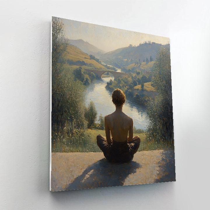 Leonardo Da Vinci Inspired Calm River Portrait Paint by numbers art