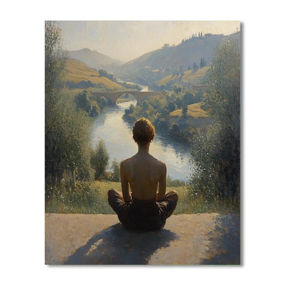 Leonardo Da Vinci Inspired Calm River Portrait Paint by numbers art