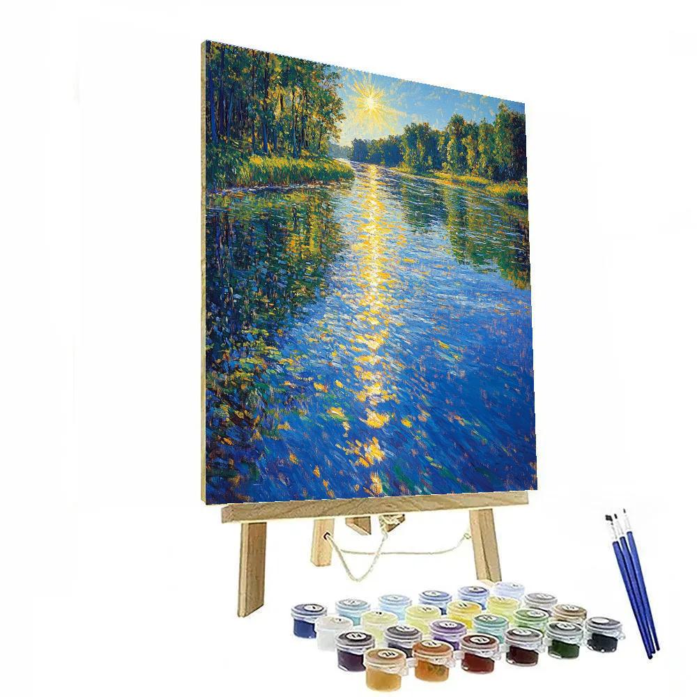 Claude Monet Inspired River Reflections In Summer Noon Painting by numbers kit