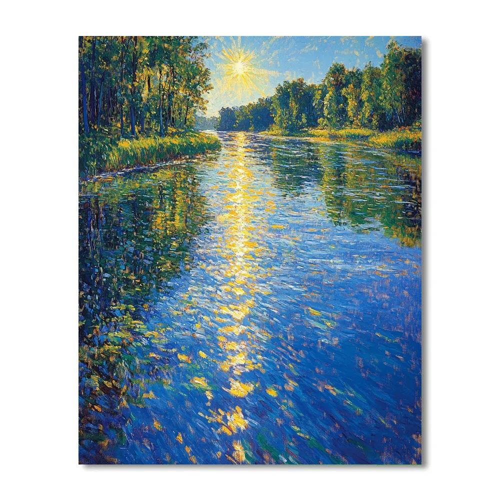 Claude Monet Inspired River Reflections In Summer Noon Painting by numbers kit
