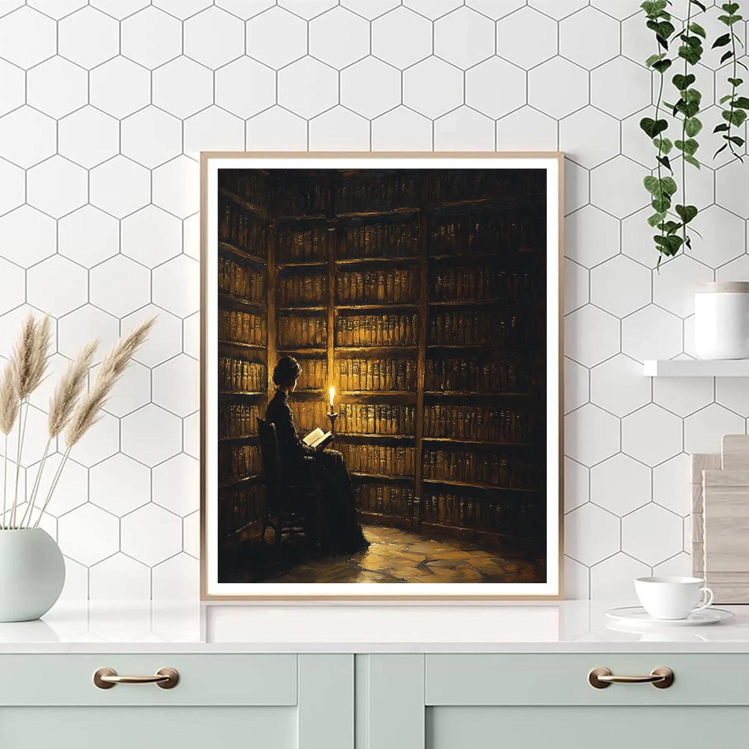 Rembrandt Inspired Candlelit Library Numbered painting kits