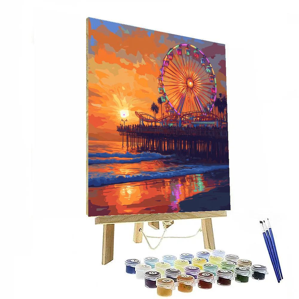 Santa Monica Pier Sunset Los Angeles United States Numbered painting kits