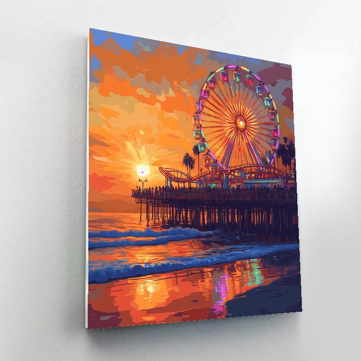 Santa Monica Pier Sunset Los Angeles United States Numbered painting kits