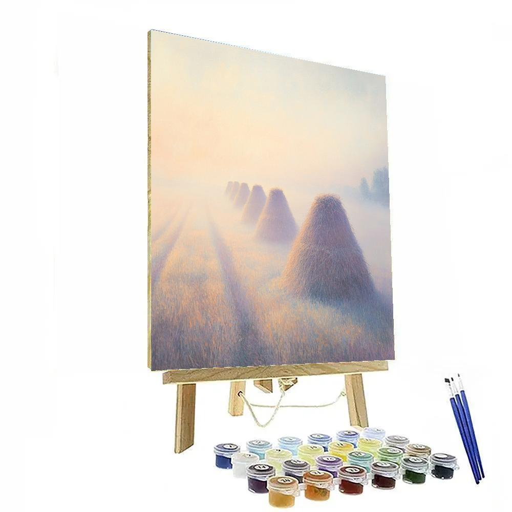 Claude Monet Inspired Haystacks In Morning Fog painting number kit