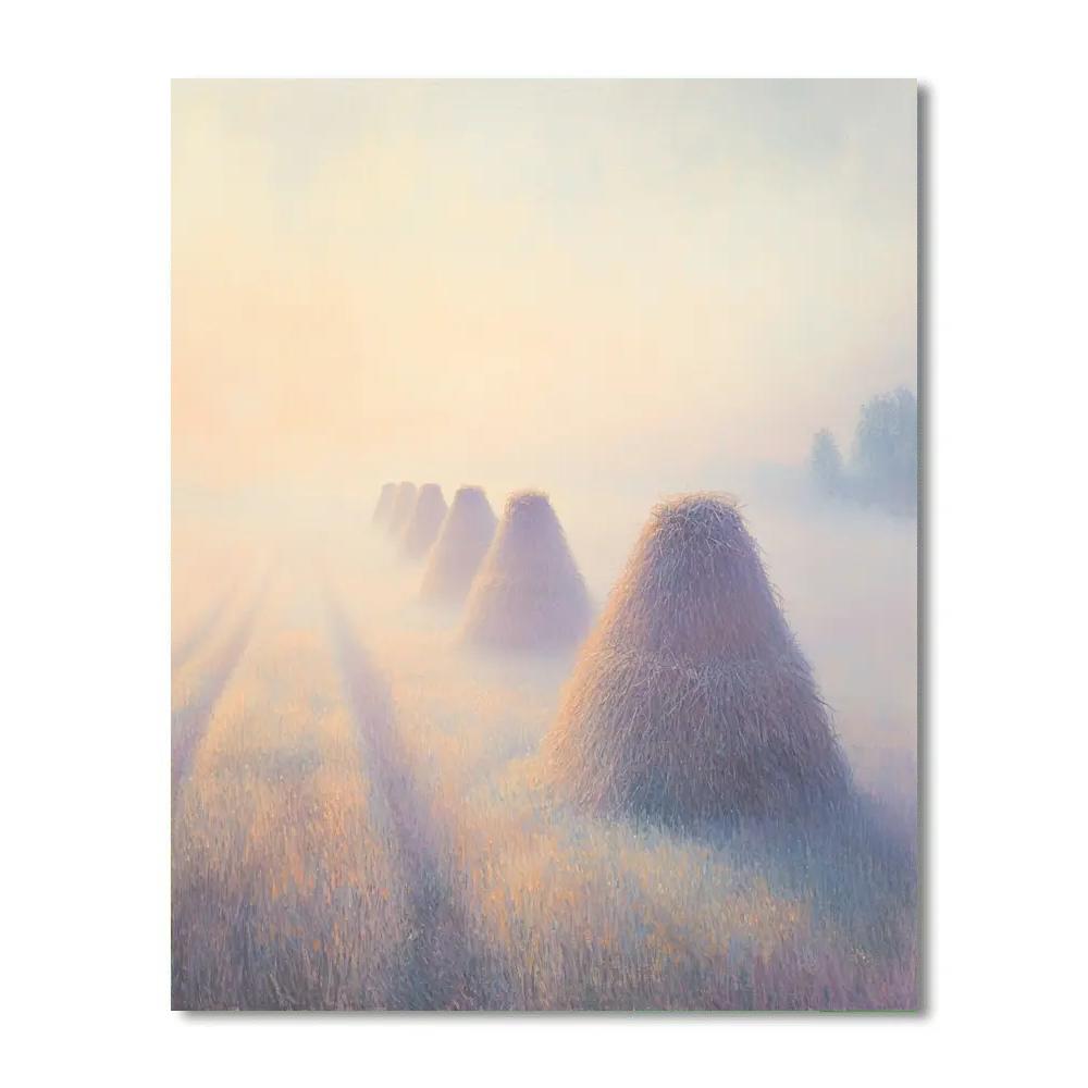 Claude Monet Inspired Haystacks In Morning Fog painting number kit