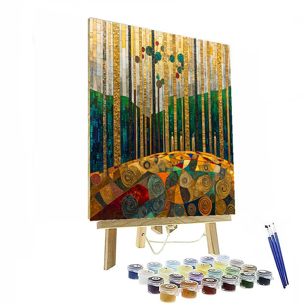 Gustav Klimt Inspired Golden Forest Numbered painting kits