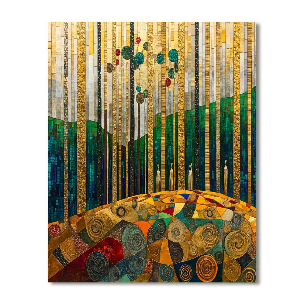 Gustav Klimt Inspired Golden Forest Numbered painting kits