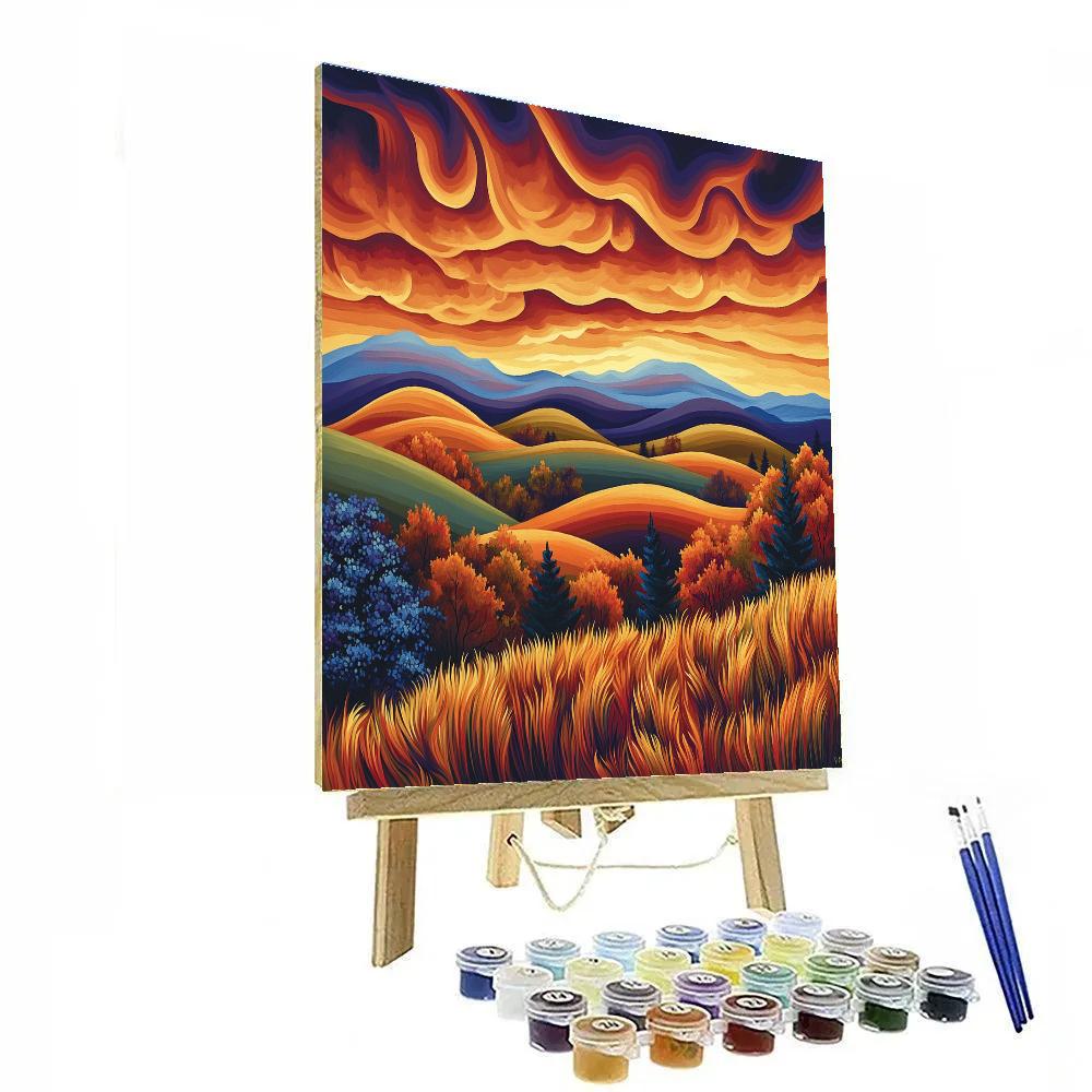 Frederick Varley Inspired Ember Sky Above Autumn Ridge Paint by numbers kits
