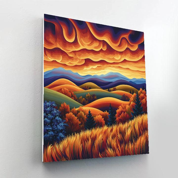 Frederick Varley Inspired Ember Sky Above Autumn Ridge Paint by numbers kits