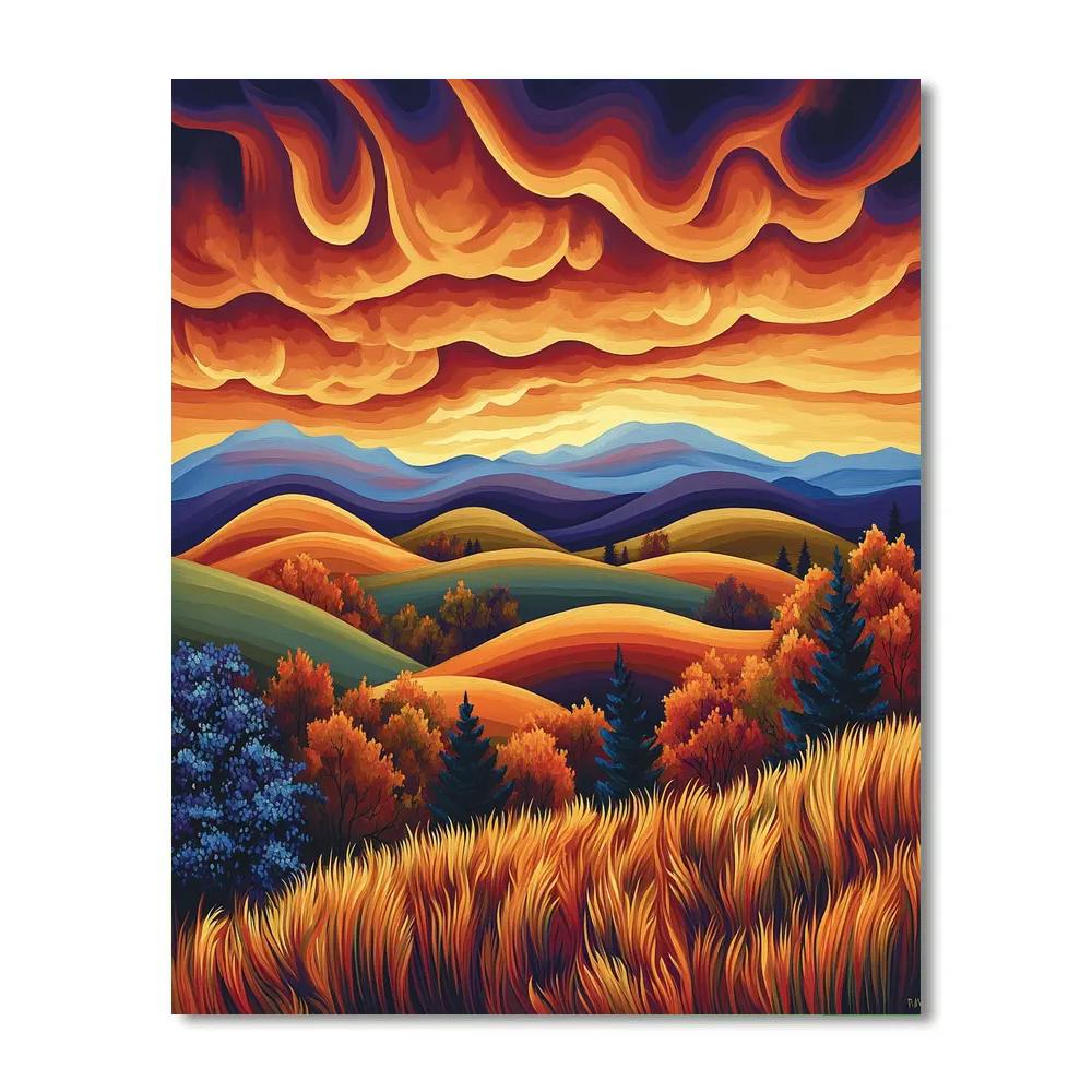 Frederick Varley Inspired Ember Sky Above Autumn Ridge Paint by numbers kits