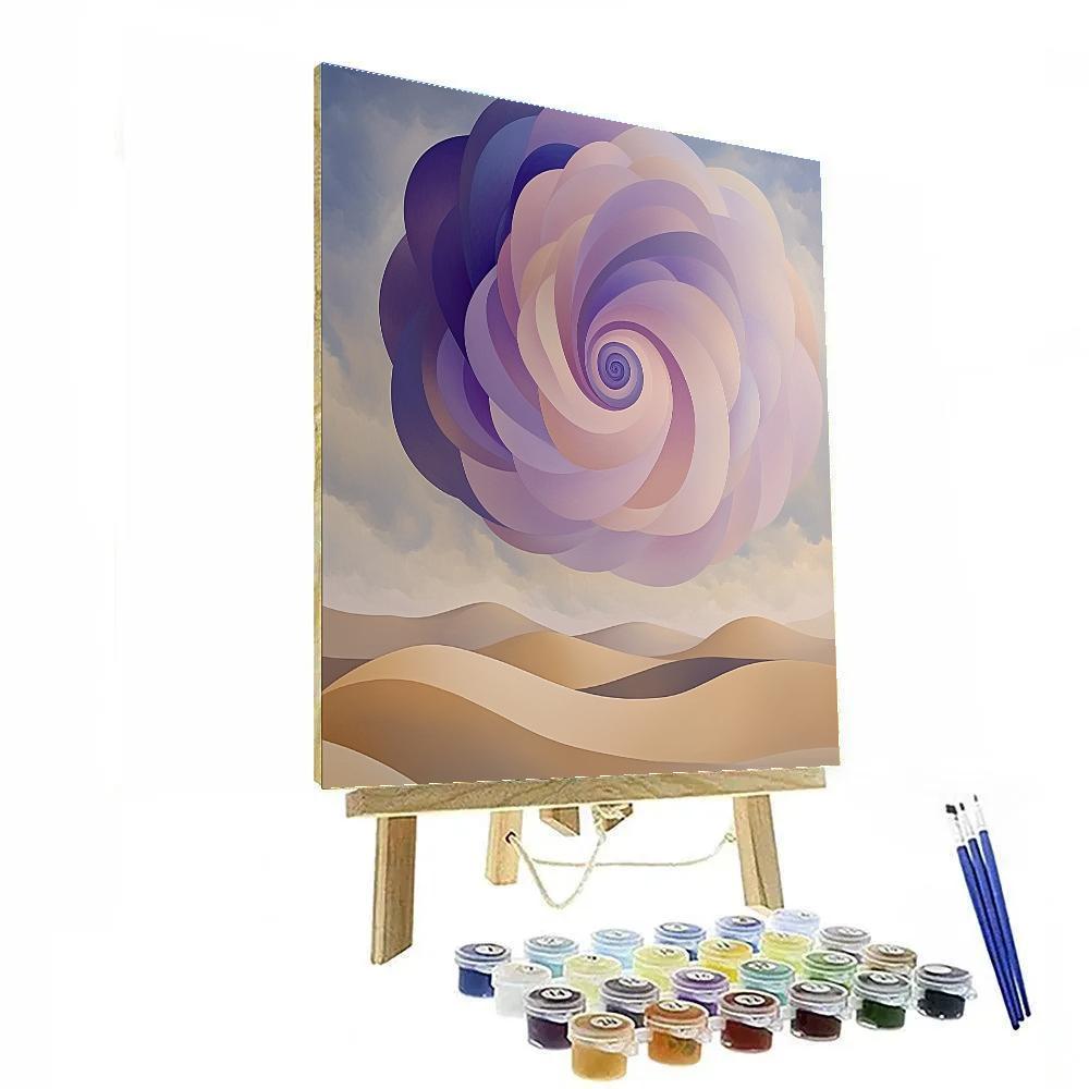 Georgia OKeeffe Inspired Violet Cloud Spiral Over Sand Dunes paint by number