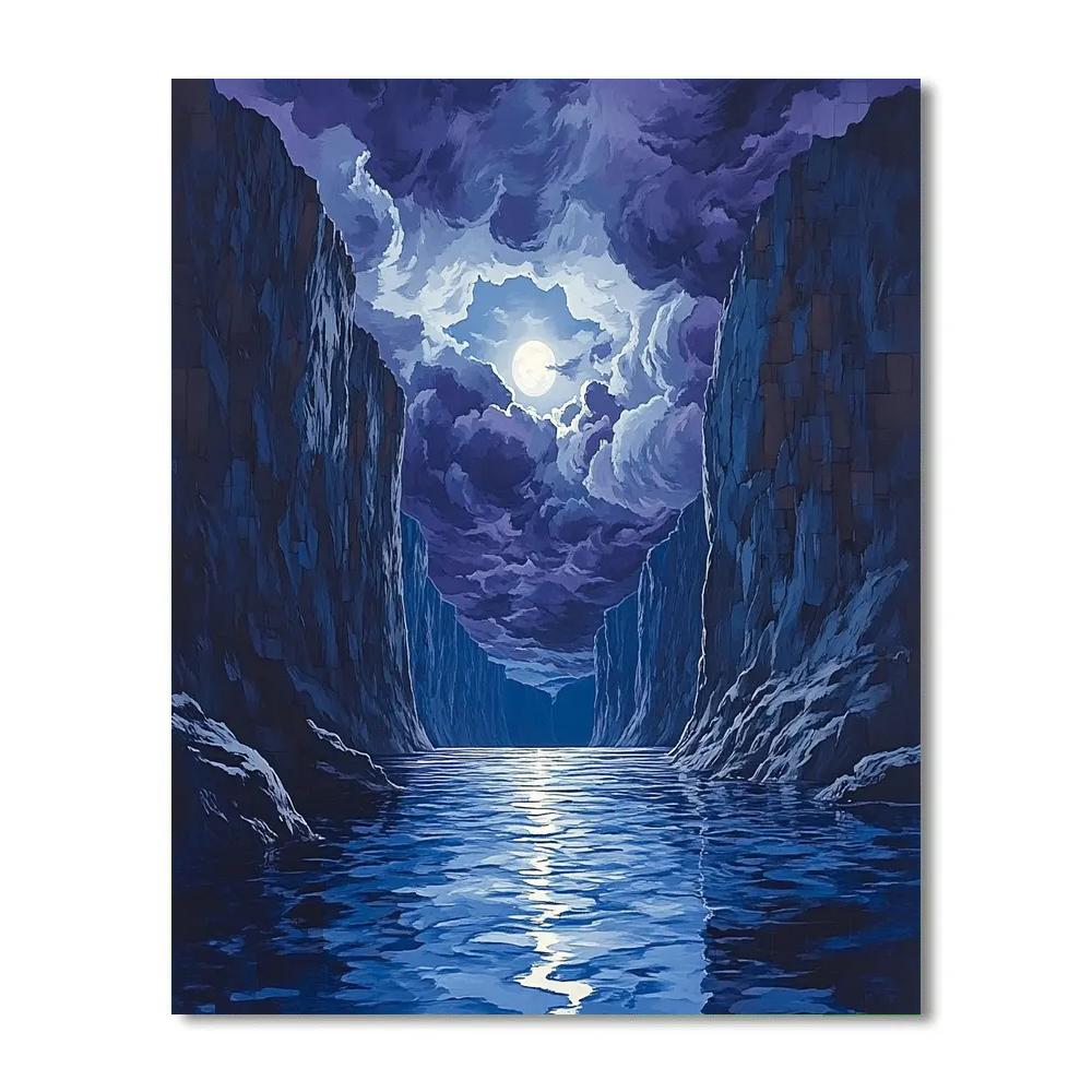 Frederick Varley Inspired Moonlit Fjord In Violet Storm DIY paint by numbers