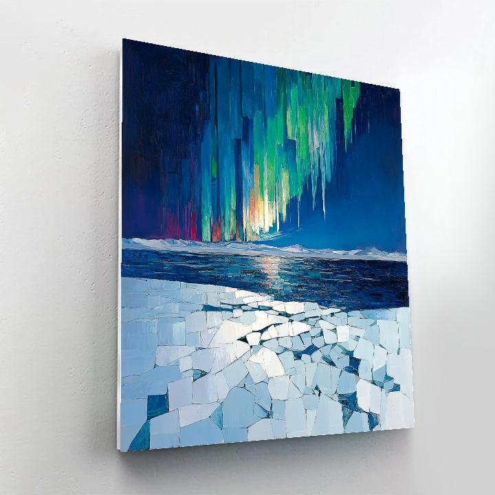 Jean-Paul Riopelle Inspired Aurora Mosaic Over Frozen Bay DIY paint by numbers