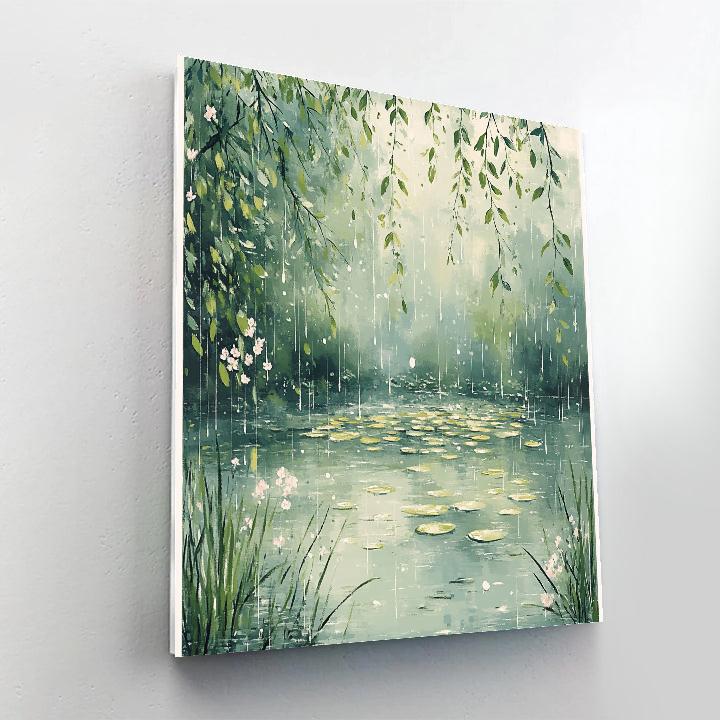 Claude Monet Inspired Water Garden In Early Spring Rain paint by color