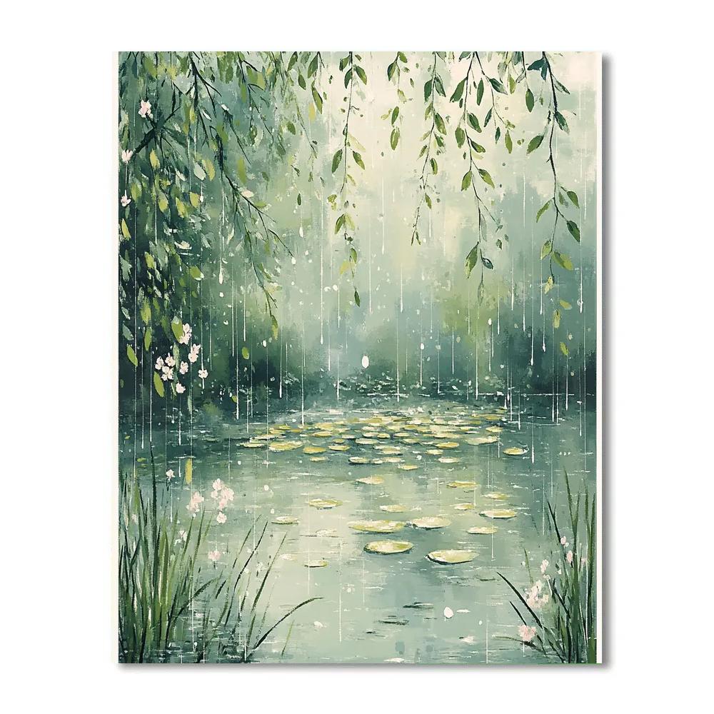 Claude Monet Inspired Water Garden In Early Spring Rain paint by color