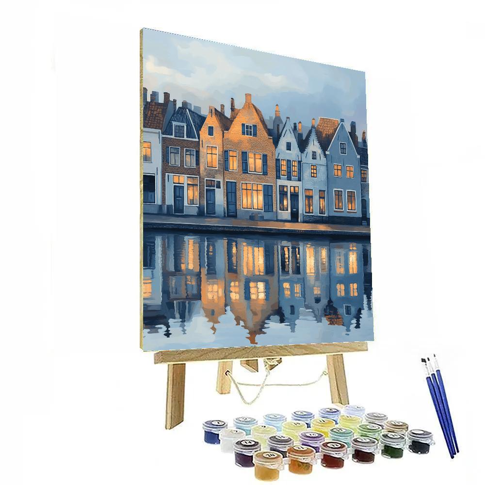 Johannes Vermeer Inspired Delft Canal Facades In Morning Haze Painting by numbers kit