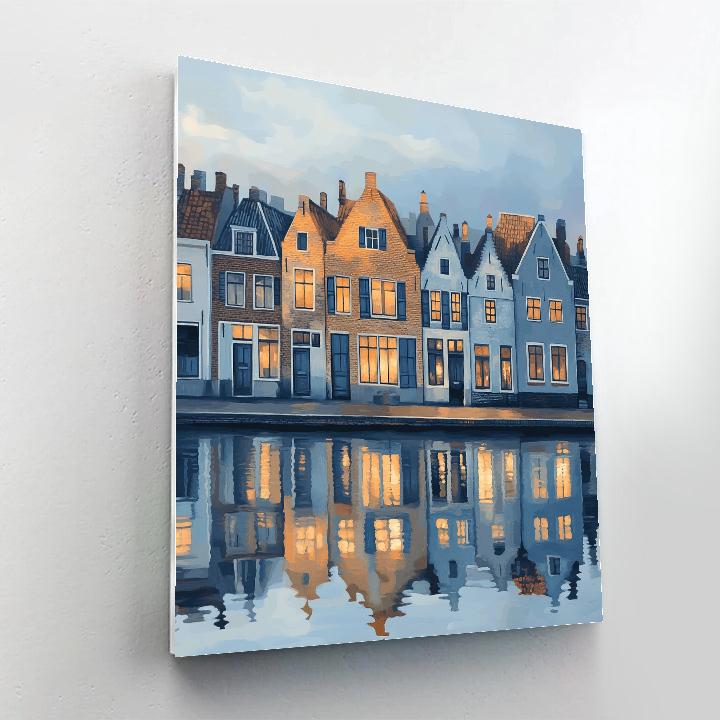 Johannes Vermeer Inspired Delft Canal Facades In Morning Haze Painting by numbers kit