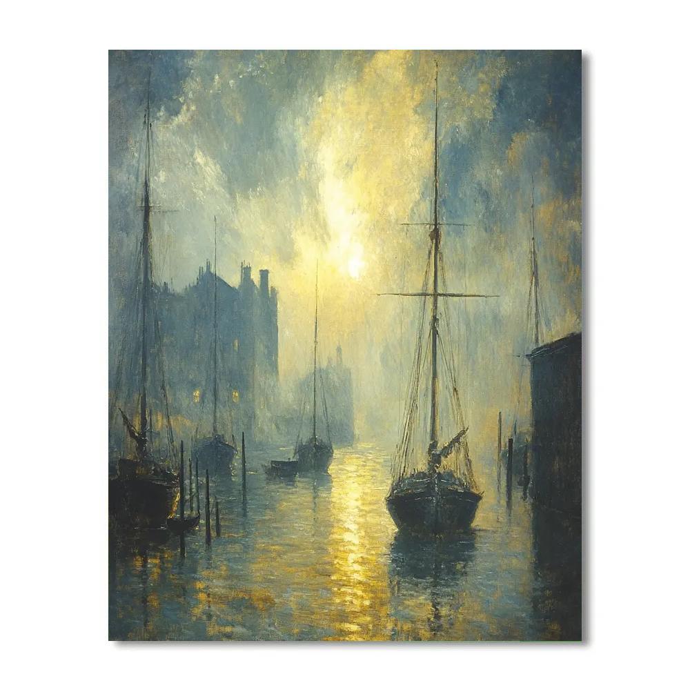 Turner Inspired Rainstorm Over Harbor DIY paint by numbers