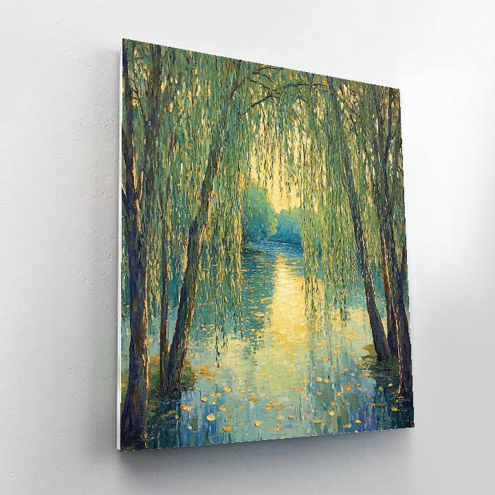 Claude Monet Inspired Morning Light Through Riverside Willows Paint by numbers art