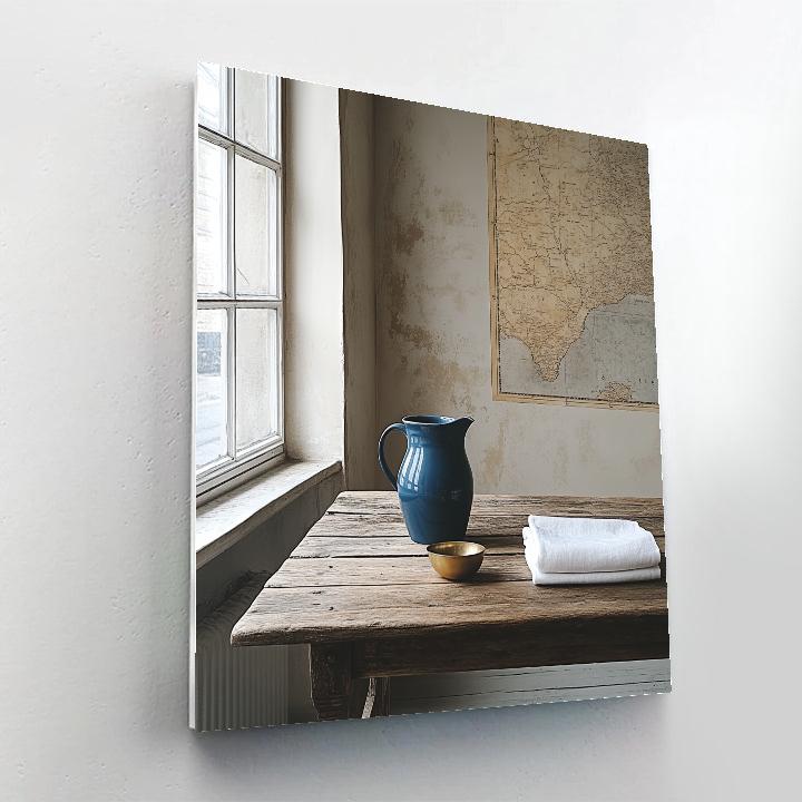Johannes Vermeer Inspired Quiet Table With Blue Pitcher And Map Wall Numbered painting kits