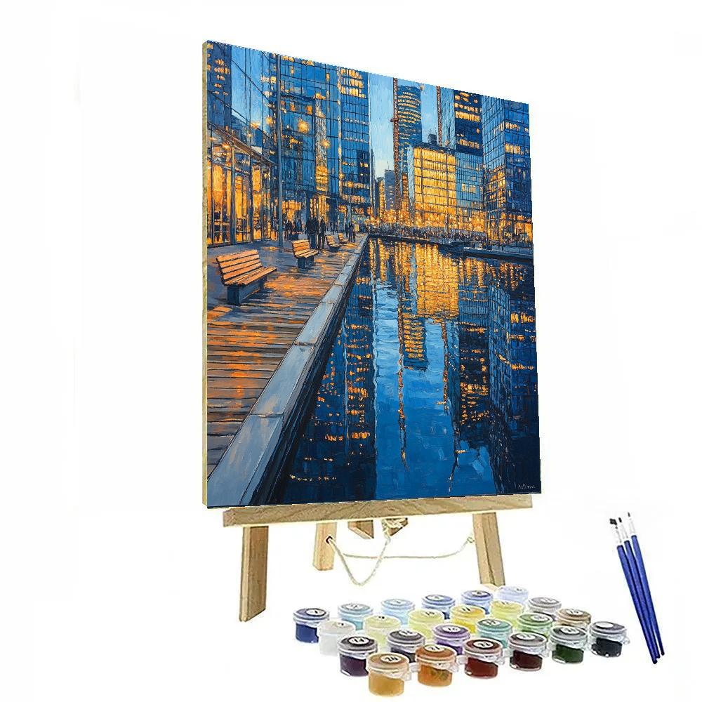 Canary Wharf Dockside Evening London United Kingdom paint by numbers