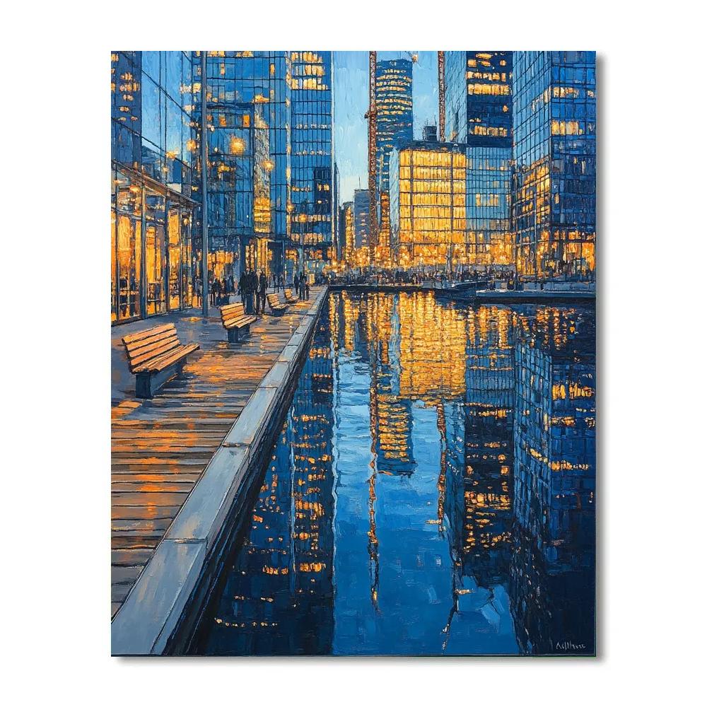 Canary Wharf Dockside Evening London United Kingdom paint by numbers
