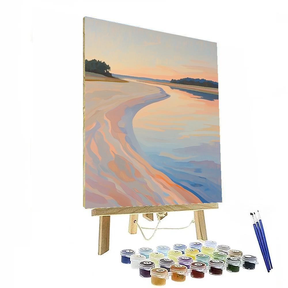 Claude Monet Inspired Evening Glow On Riverside Sandbanks paint by numbers