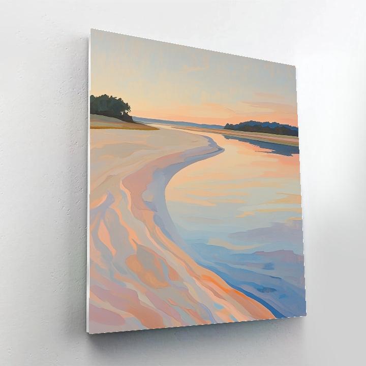 Claude Monet Inspired Evening Glow On Riverside Sandbanks paint by numbers