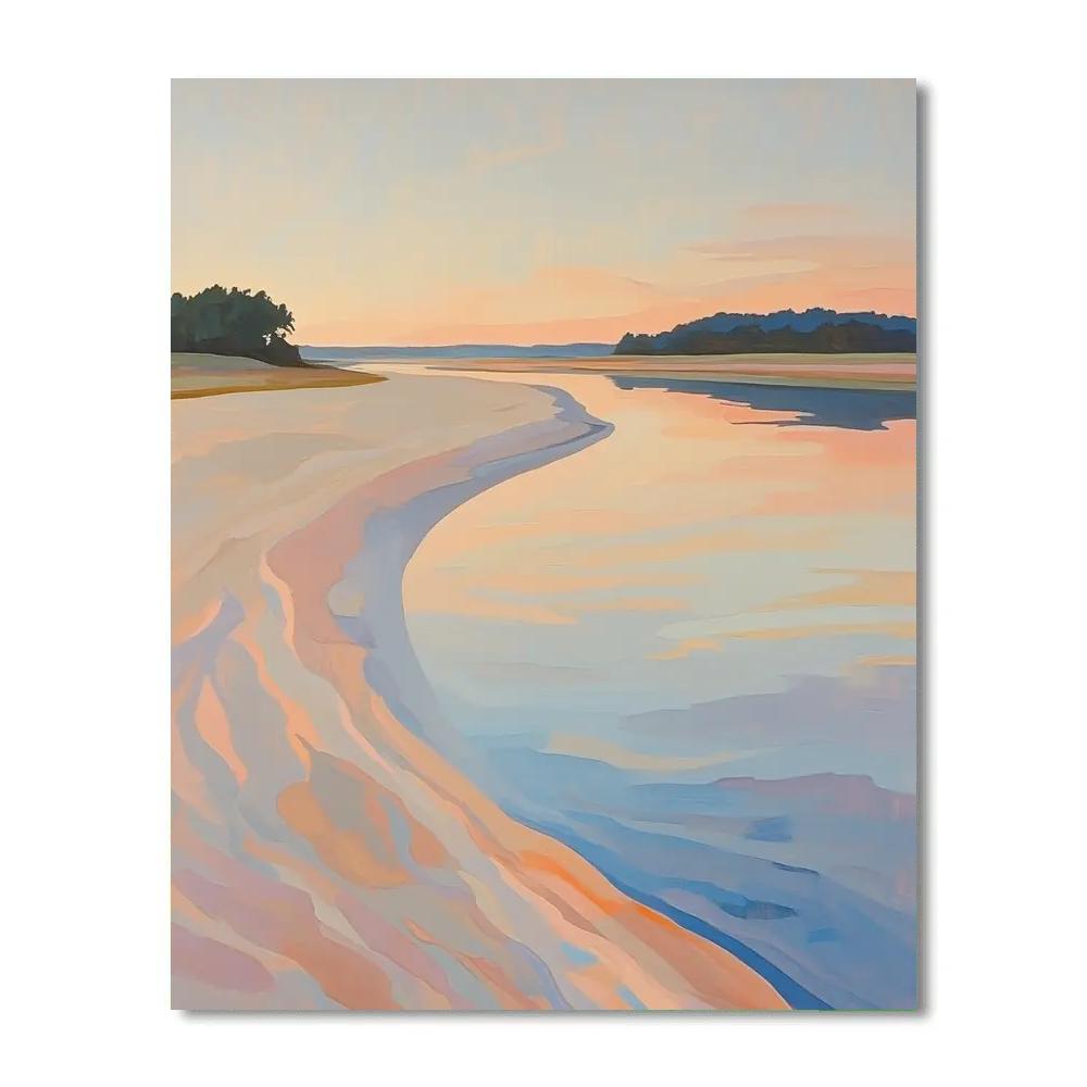 Claude Monet Inspired Evening Glow On Riverside Sandbanks paint by numbers