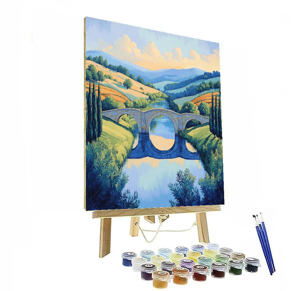 Raphael Inspired Luminous Valley Beyond Twin Stone Bridges painting number kit