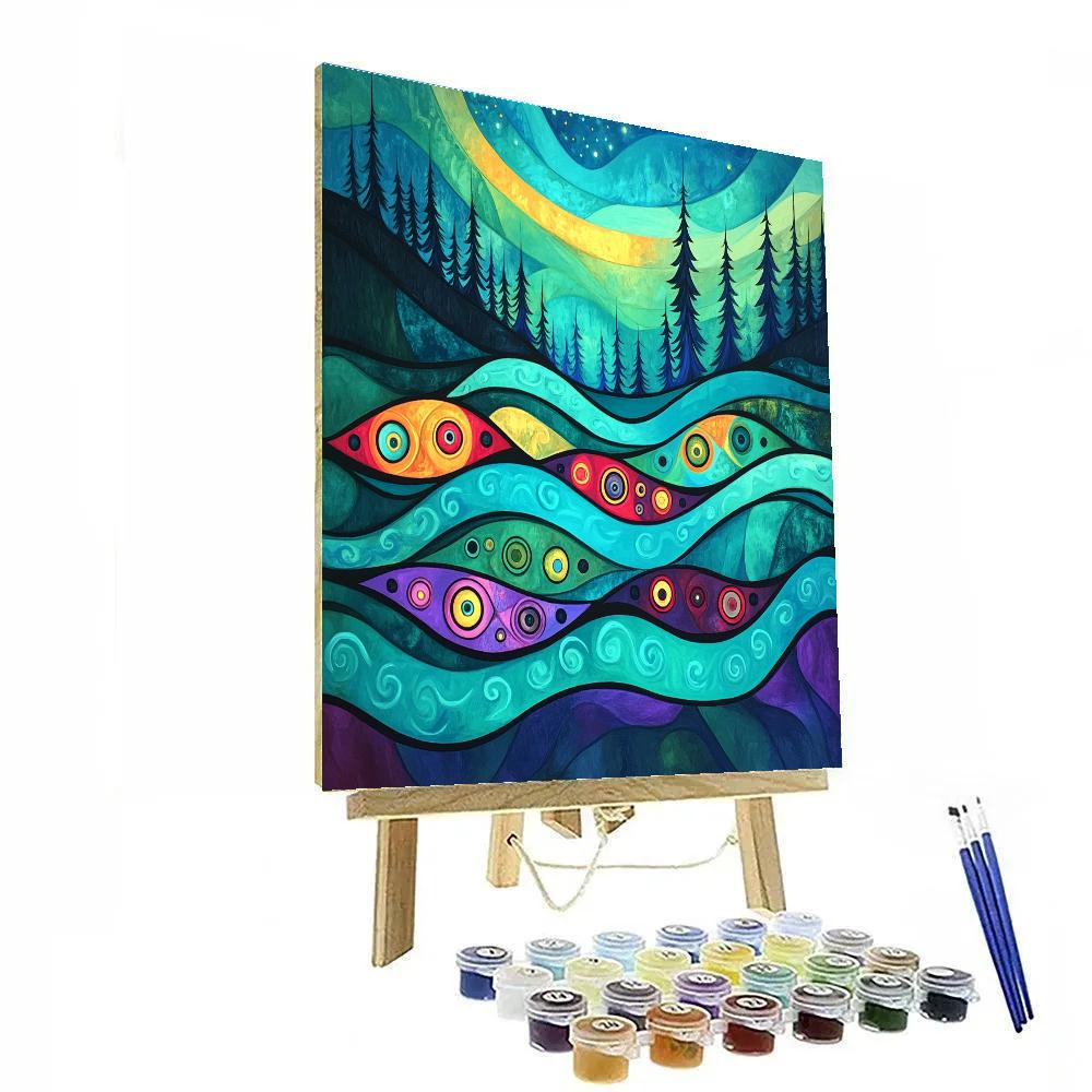 Norval Morrisseau Inspired River Fish Of The Aurora Waters paint by numbers