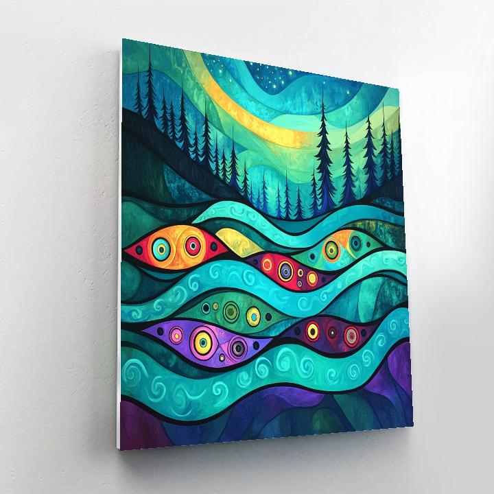 Norval Morrisseau Inspired River Fish Of The Aurora Waters paint by numbers