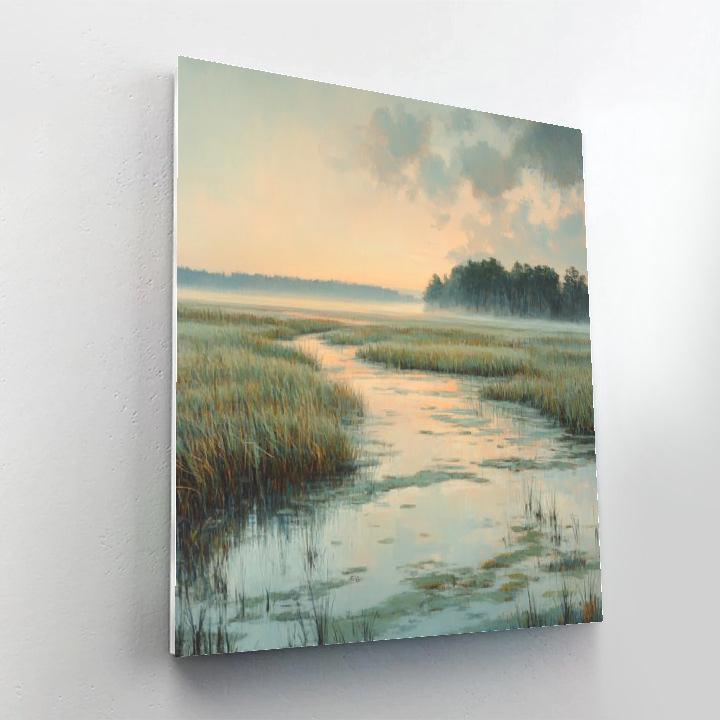 Claude Monet Inspired Dawn Light Over Foggy Marsh DIY paint by numbers