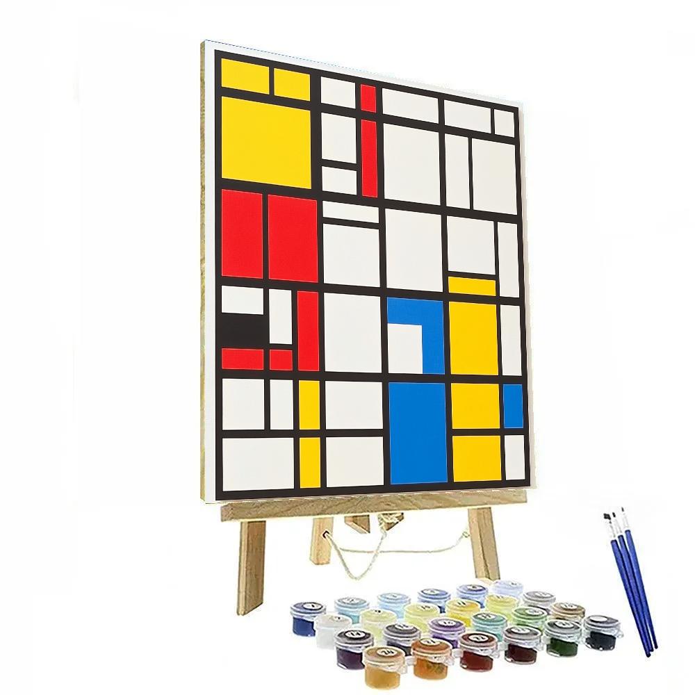 Mondrian Inspired Futuristic City Grid Number painting