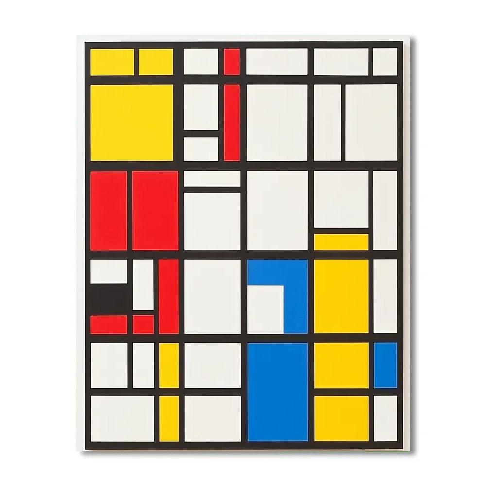 Mondrian Inspired Futuristic City Grid Number painting