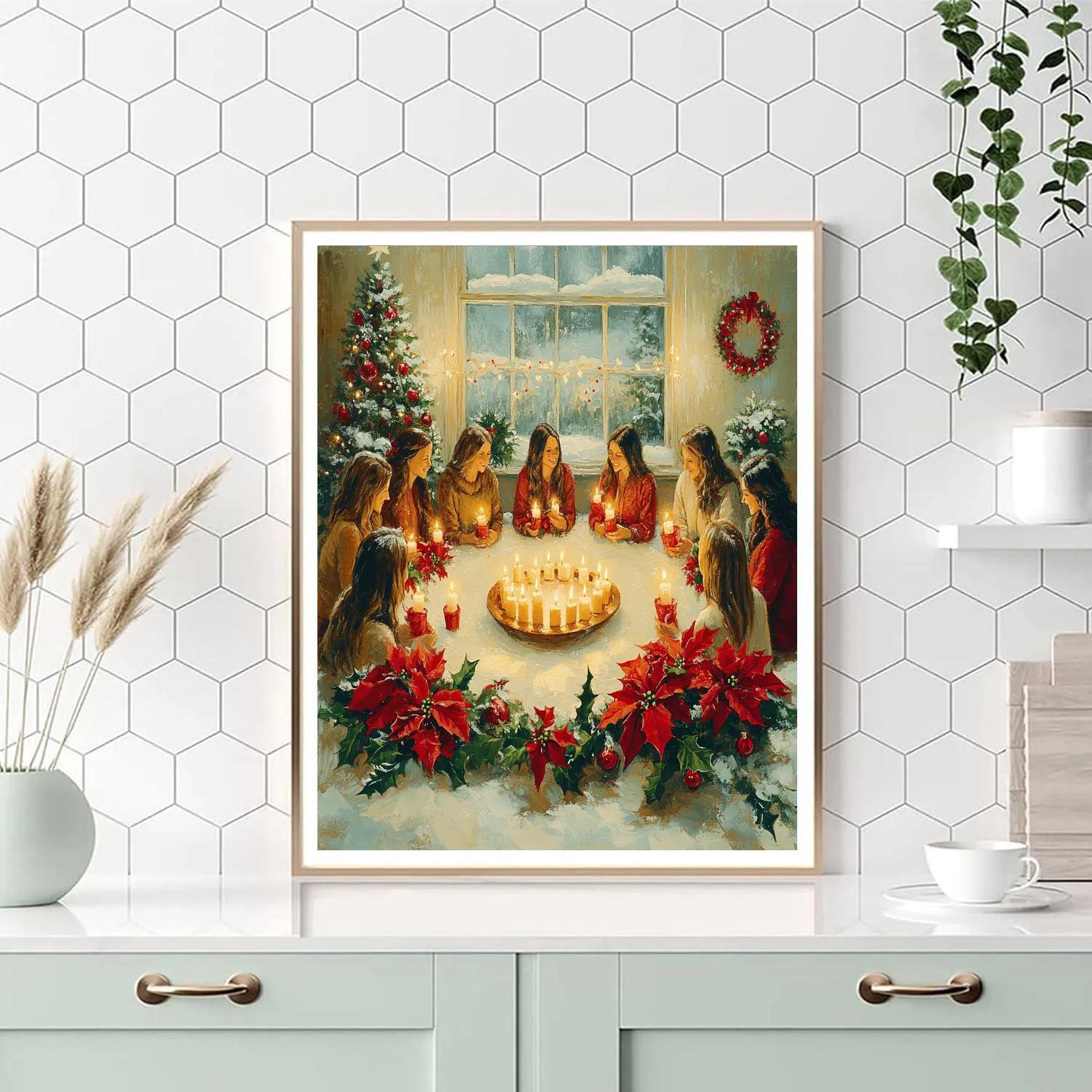 Candlelit Carol Circle paint by numbers
