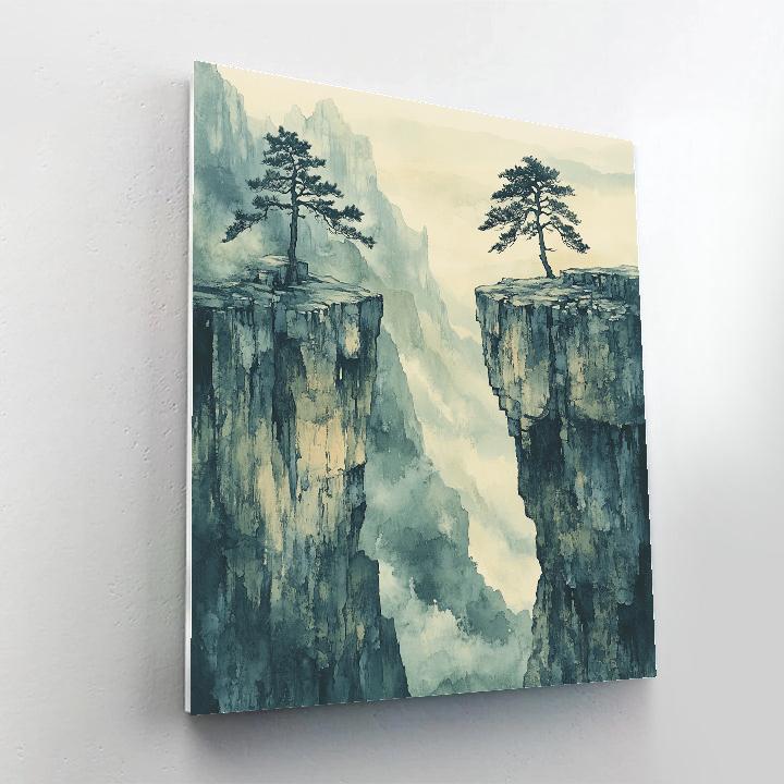 Zhao Mengfu Inspired Mist Over Twin Pines Gorge paint by numbers