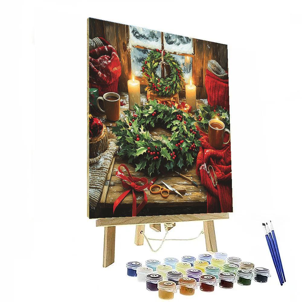 Holly Wreath Workshop Numbered painting kits