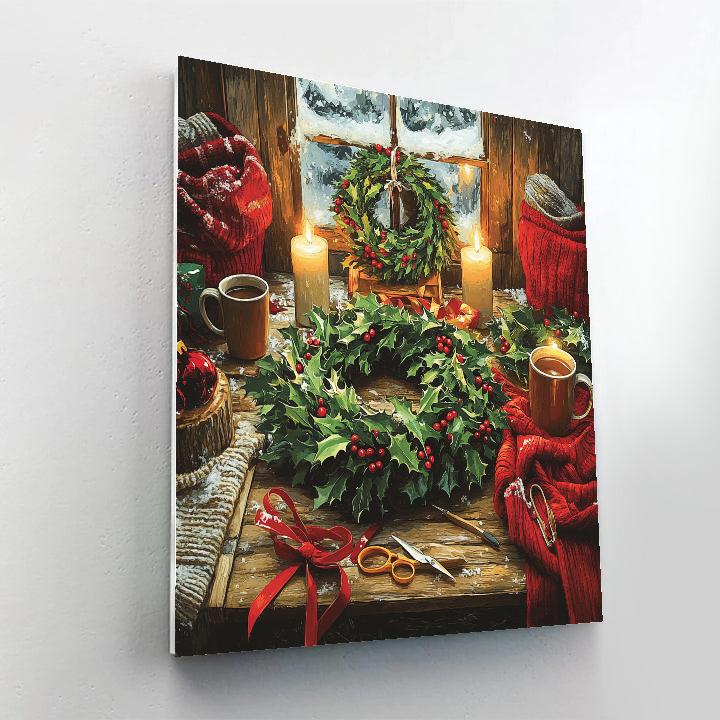 Holly Wreath Workshop Numbered painting kits